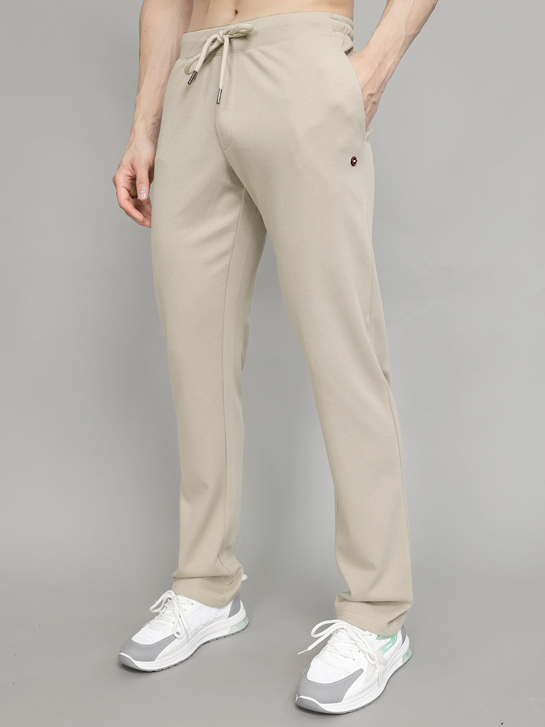 Men Beige Solid Regular Fit Lower