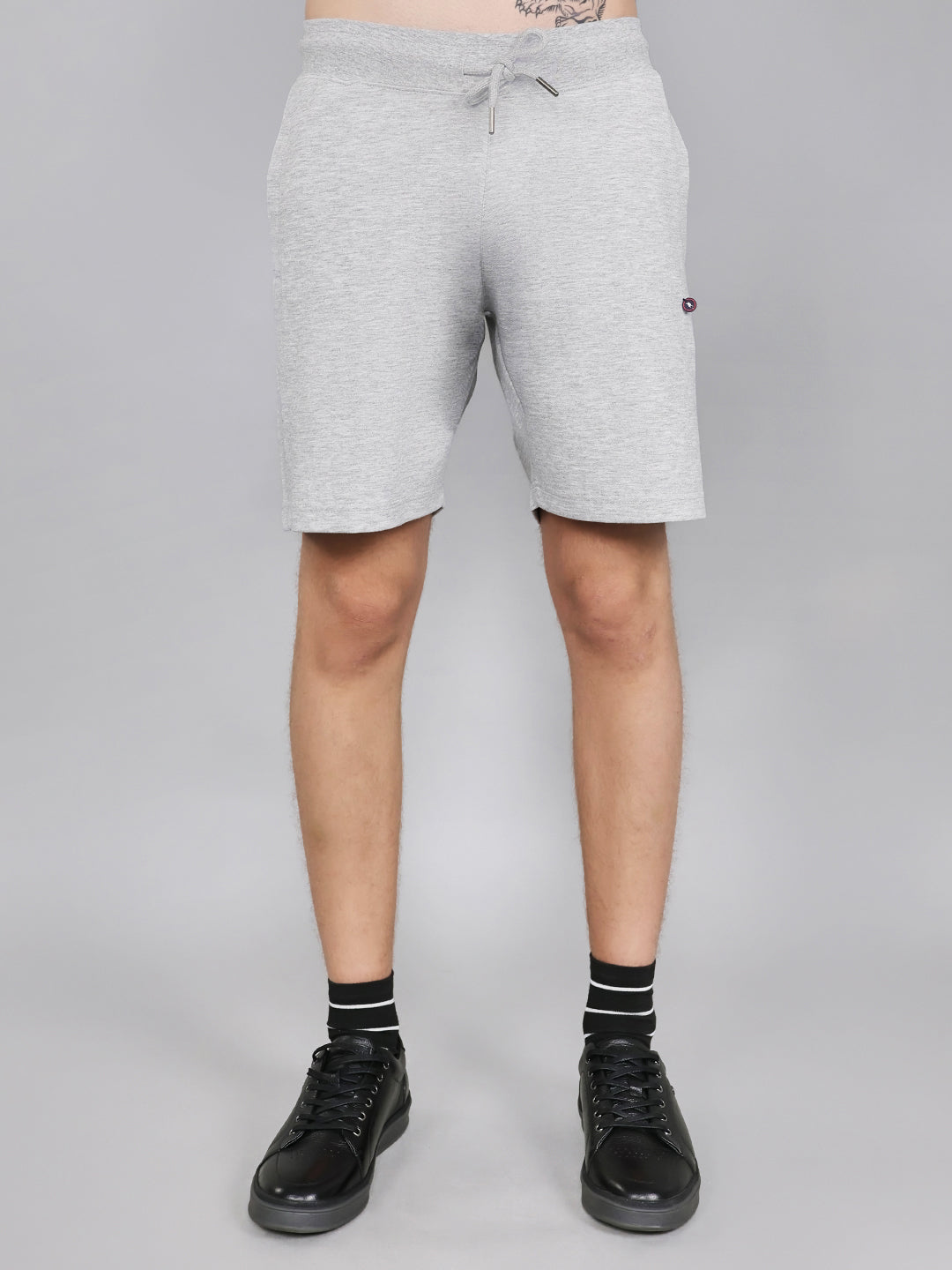 Men Light Grey Plain Regular Fit Bermuda