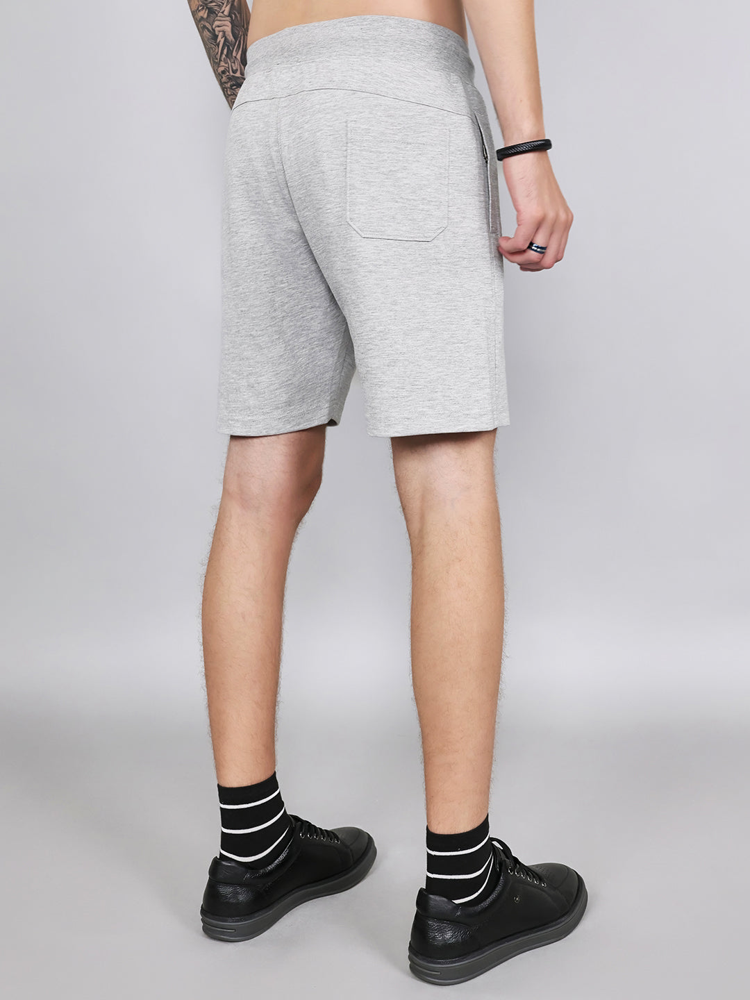 Men Light Grey Plain Regular Fit Bermuda