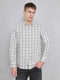 Men White Check Collar Full Sleeve Shirt