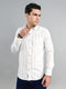 Men White Stripe Collar Full Sleeve Shirt