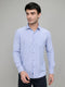 Men Blue Stripe Collar Full Sleeve Shirt