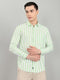 Men Green Stripe Collar Full Sleeve Shirt