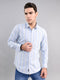 Men Sky Blue Stripe Collar Full Sleeve Shirt