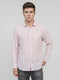 Men Pink Stripe Collar Full Sleeve Shirt