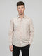 Men Beige Printed Collar Full Sleeve Shirt