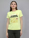 Women Yellow Printed Round Neck Half Sleeve Top