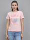 Women Pink Printed Round Neck Half Sleeve Top