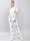 Women Off White Printed Round Neck Half Sleeve Cords Set