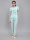 Women Turquoise Blue Printed Round Neck Half Sleeve Lower Set