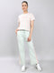 Women Sea Green Printed Round Neck Half Sleeve Lower Set