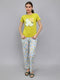 Women Green Printed Round Neck Half Sleeve Lower Set