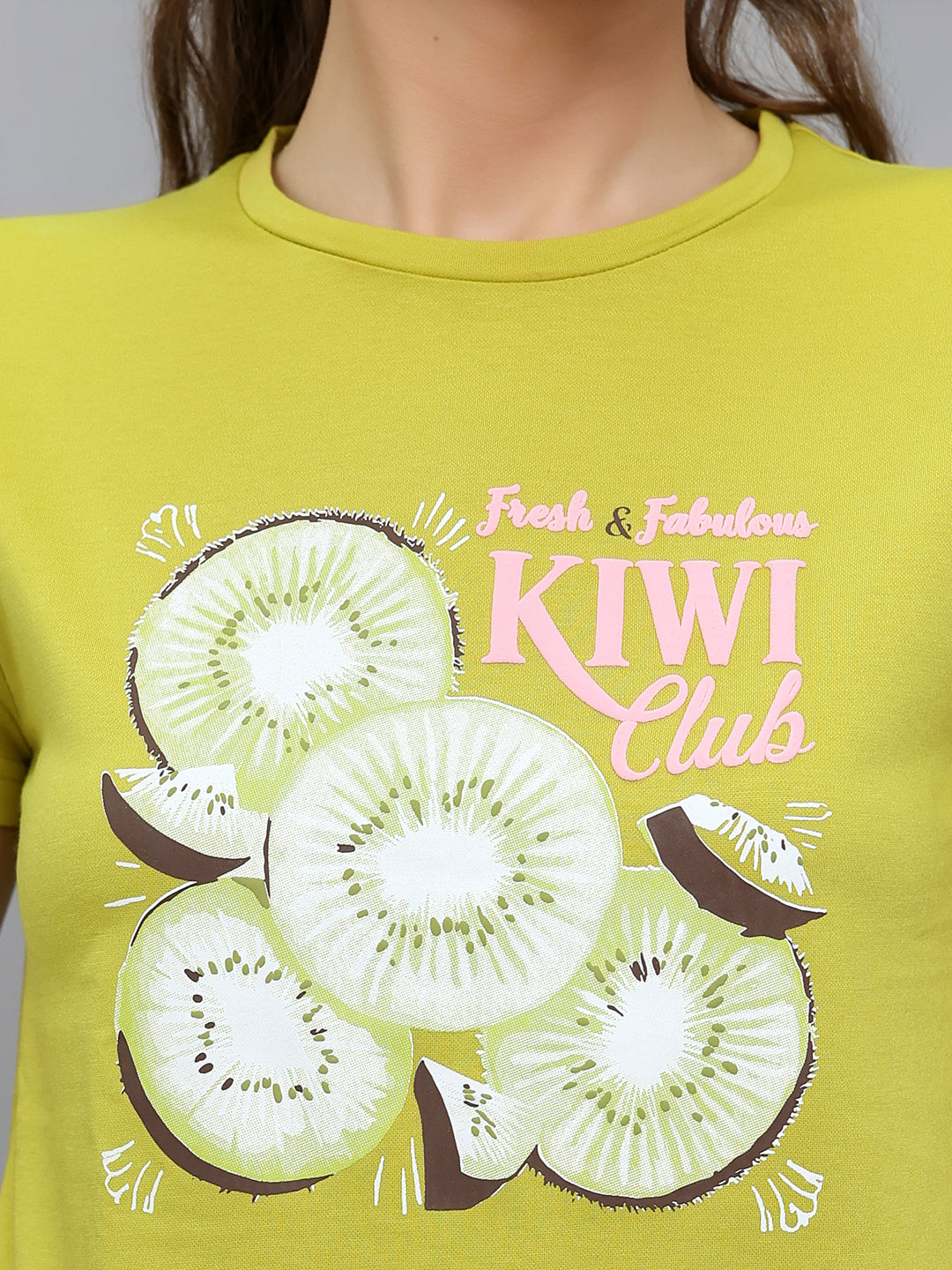 Women Green Printed Round Neck Half Sleeve Lower Set