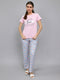 Women Pink Printed Round Neck Half Sleeve Lower Set