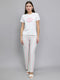 Women Off White Printed Round Neck Half Sleeve Lower Set