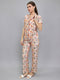 Women Beige Printed Collar Half Sleeve Lower Set
