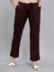 Women Burgundy Self Design Regular Fit Lower