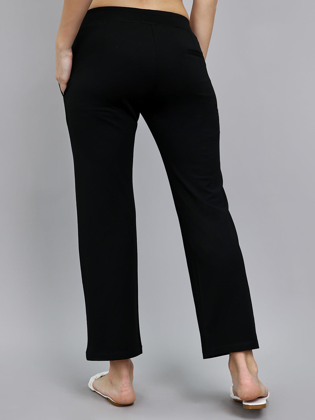 Women Black Solid Regular Fit Lower