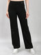 Women Black Solid Regular Fit Lower