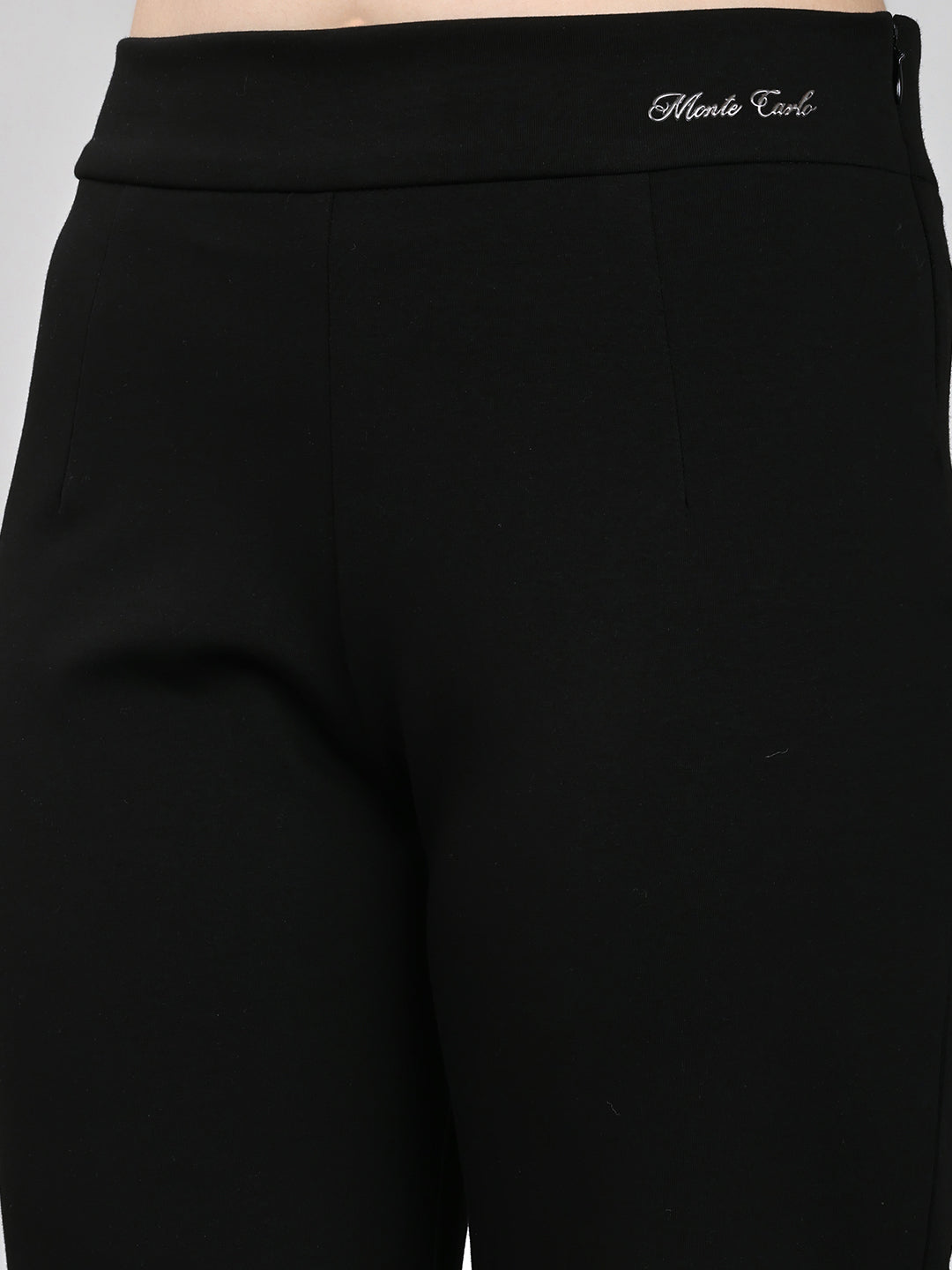 Women Black Solid Regular Fit Lower
