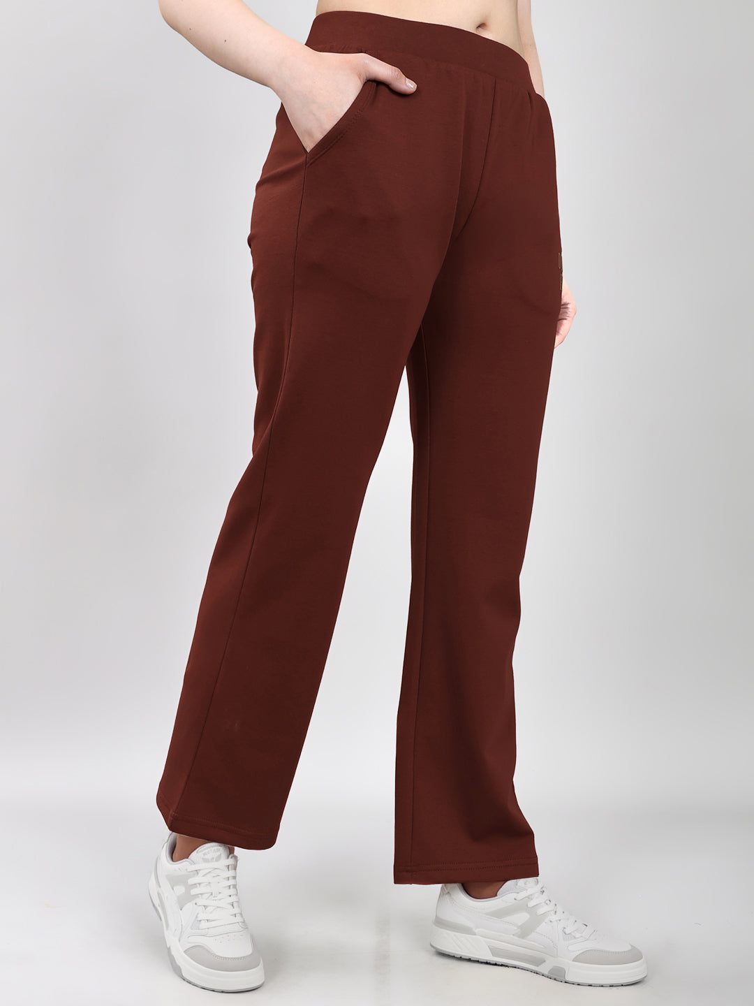 Women Rust Solid Regular Fit Lower