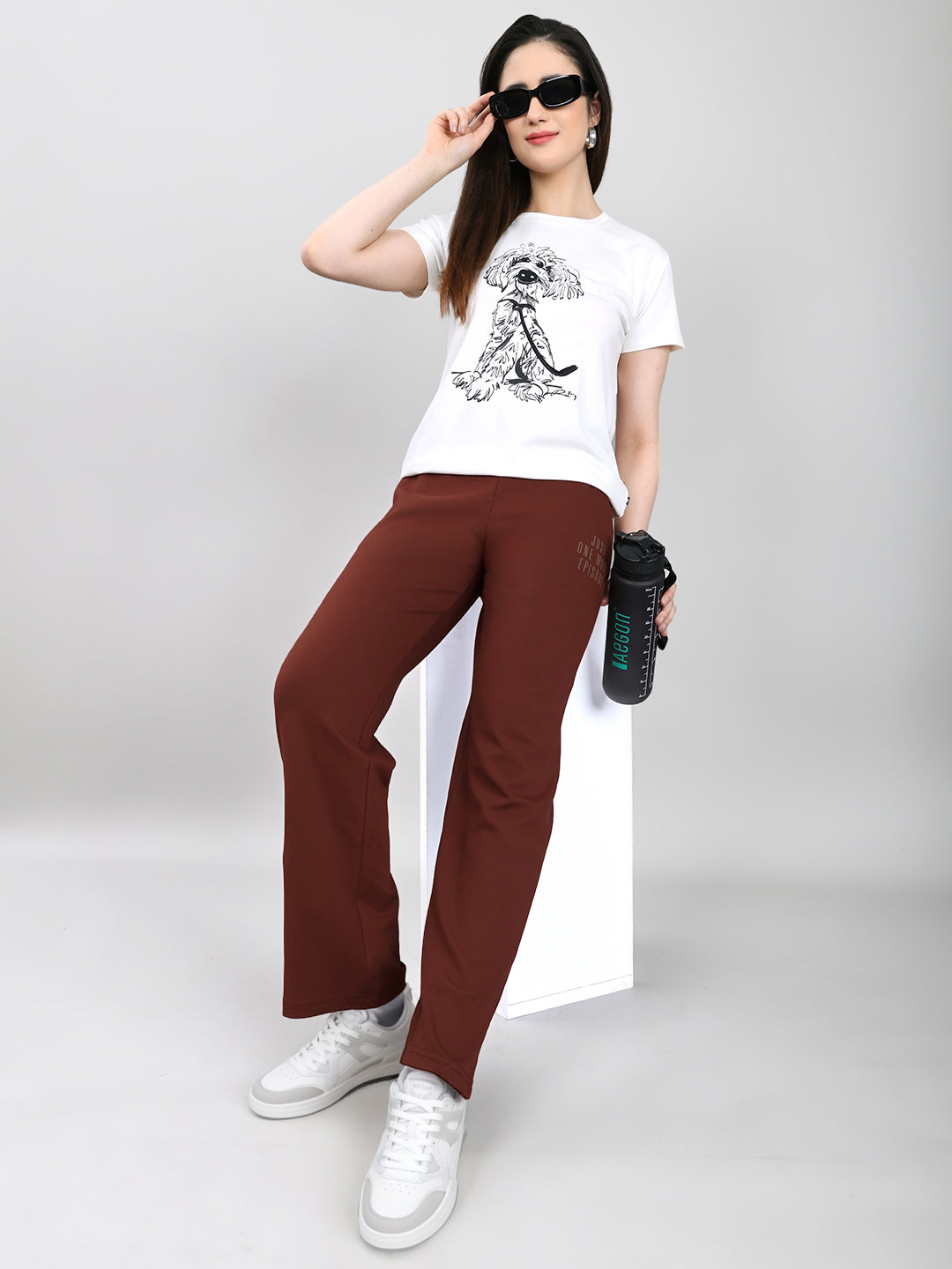 Women Rust Solid Regular Fit Lower