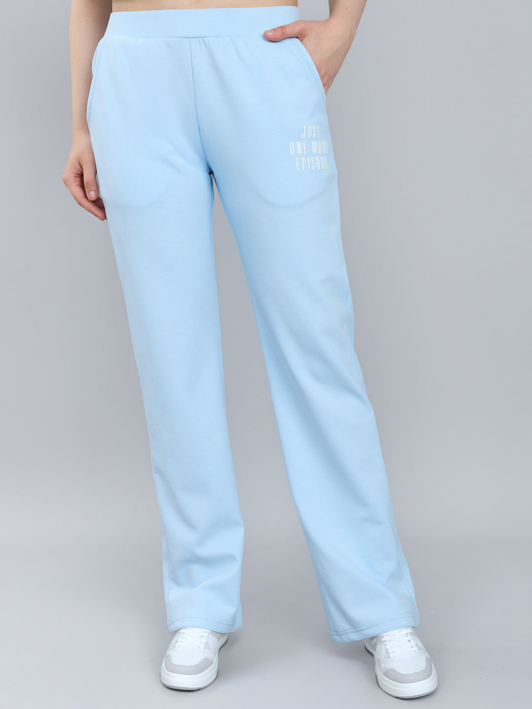 Women Sky Blue Solid Regular Fit Lower