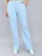 Women Sky Blue Solid Regular Fit Lower