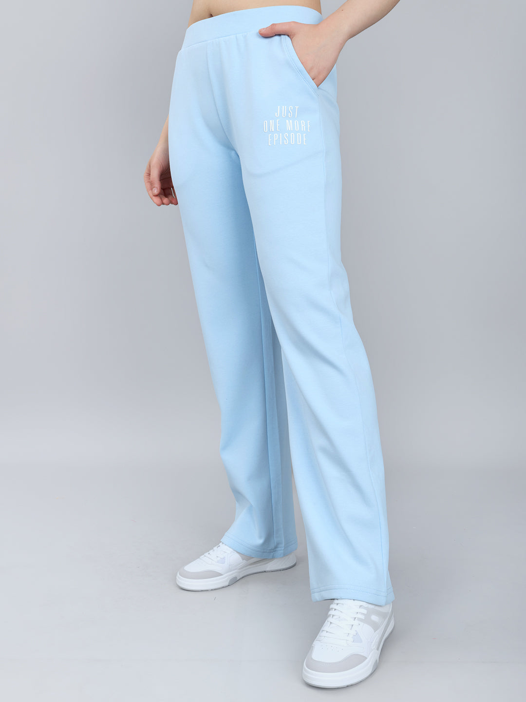 Women Sky Blue Solid Regular Fit Lower