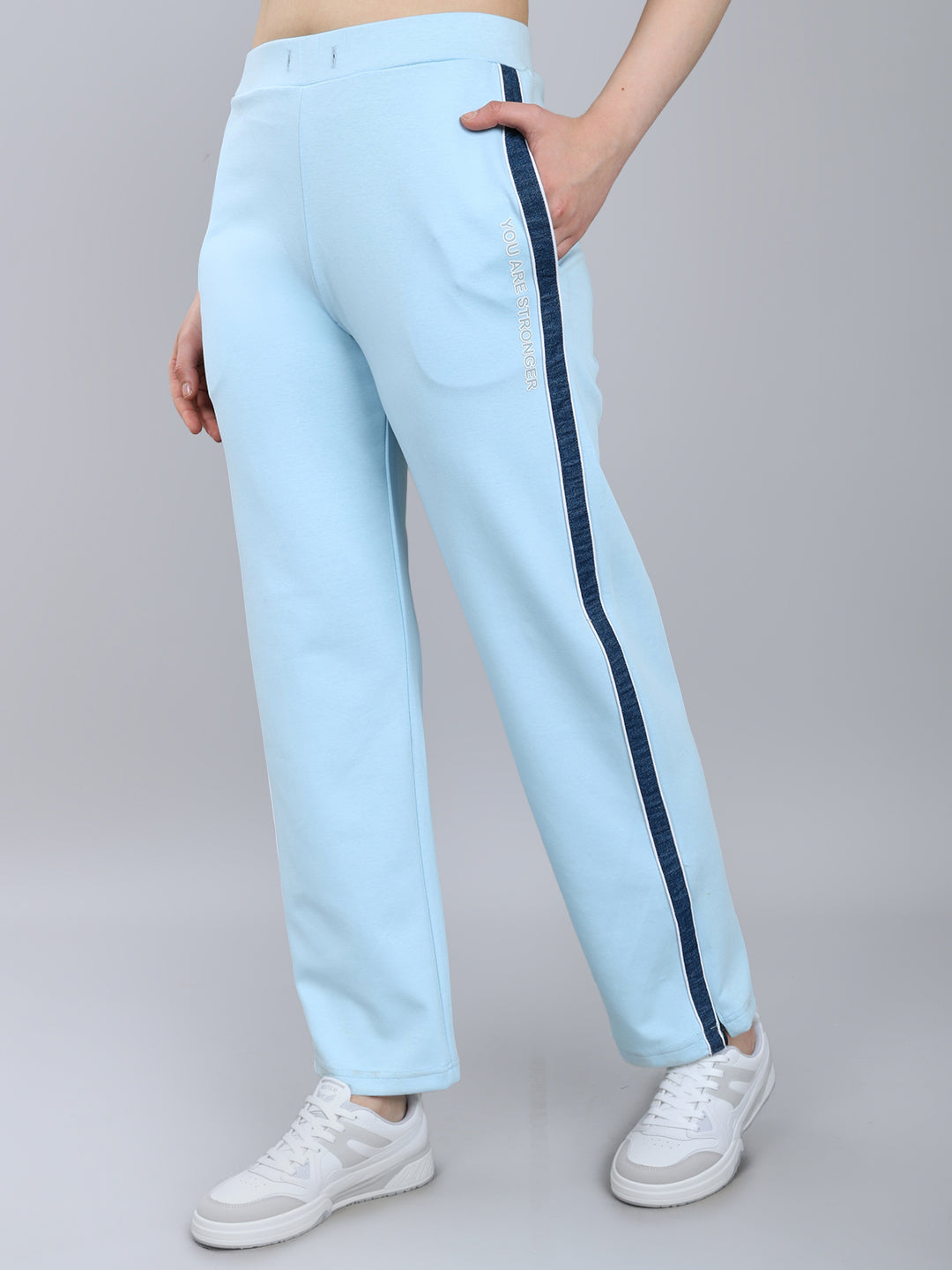 Women Sky Blue Solid Regular Fit Lower
