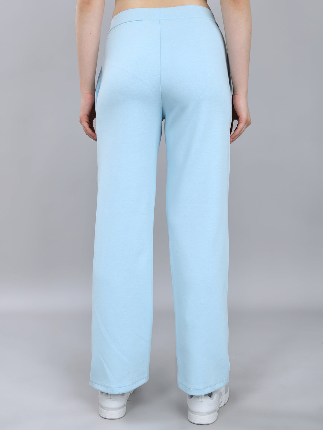 Women Sky Blue Solid Regular Fit Lower