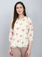 Women Off White Printed Fashion Neck Top