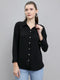 Women Black Self Design Collar Full Sleeve Top