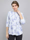 Women Blue Printed Fashion Neck Top