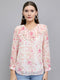 Women Pink Floral Print Fashion Neck Full Sleeve Top
