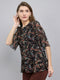 Women Black Paisley Print Fashion Neck Top