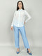 Women White Printed Round Neck Half Sleeve Cords Set