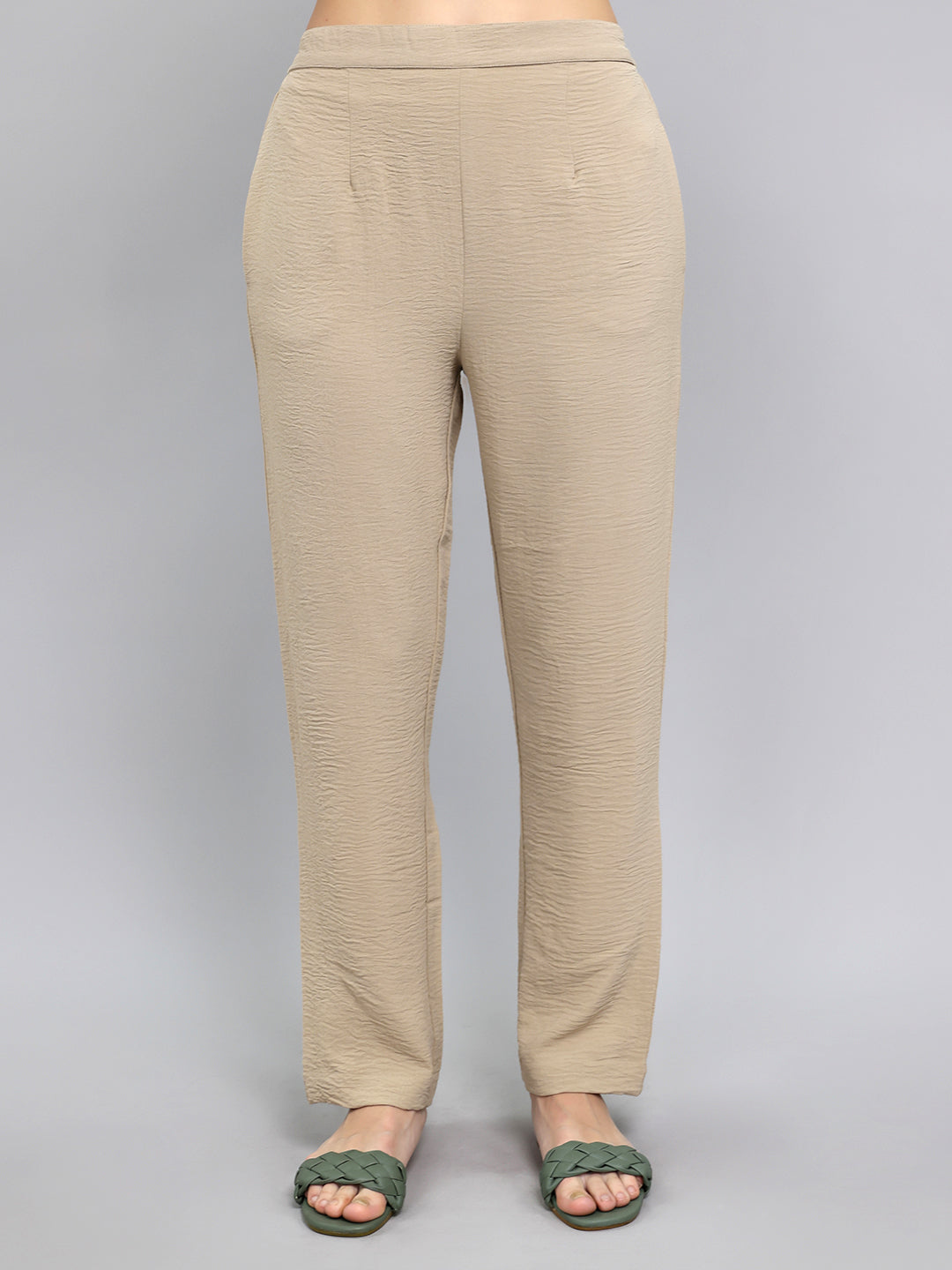 Women Beige Embroidered Collar Full Sleeve Cords Set