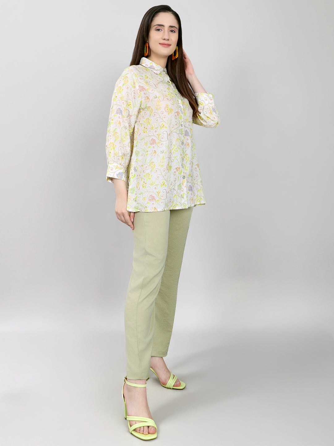 Women Beige Embroidered Collar Neck Cords Set