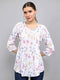 Women Off White Printed Round Neck Top