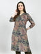 Women Olive Printed V Neck Kurti