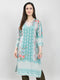 Women Blue Printed V Neck 3/4th Sleeve Kurti