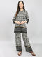 Women Black Printed V Neck Half Sleeve Kurti Set