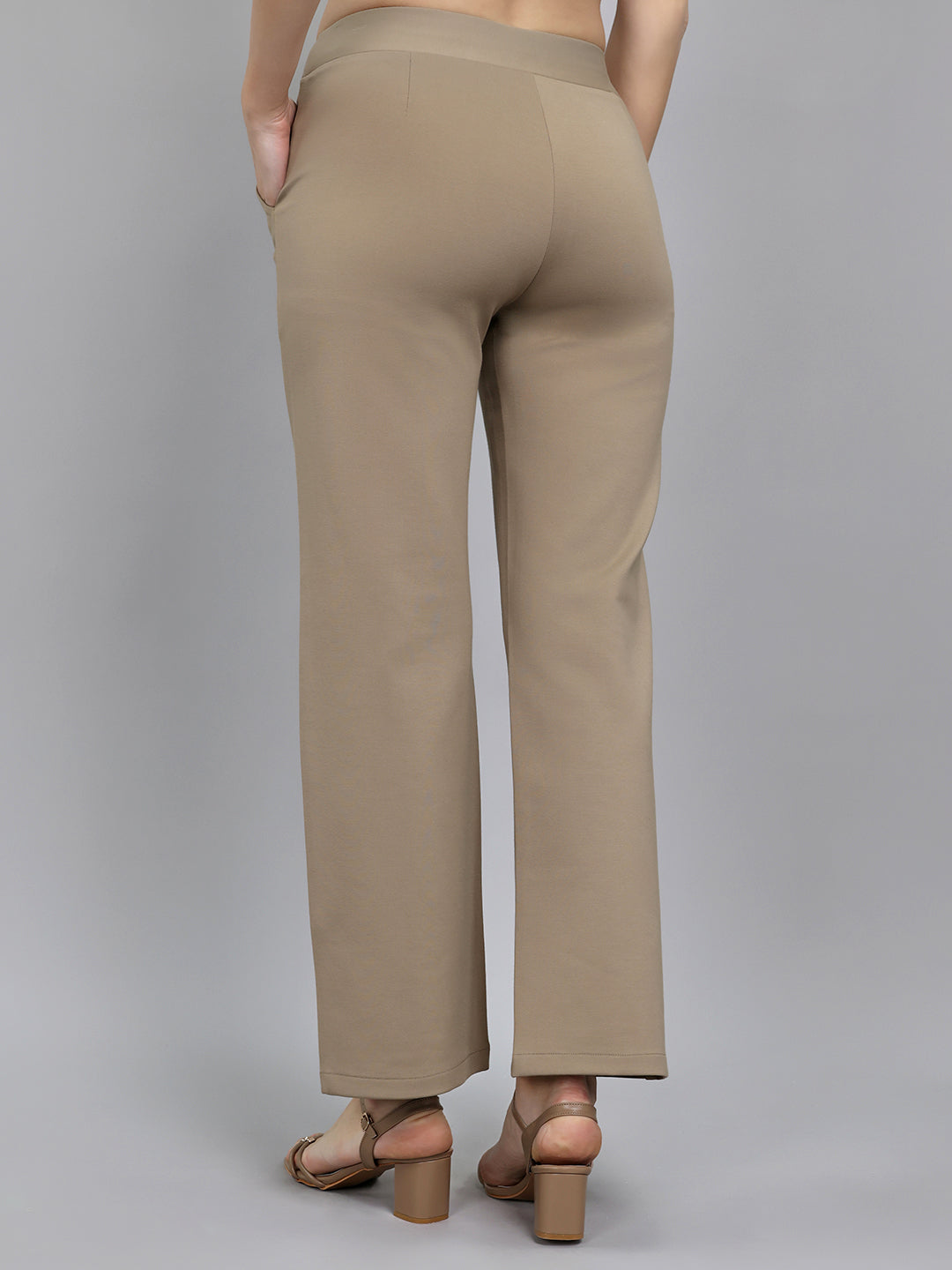 Women Beige Solid Regular Fit Jegging