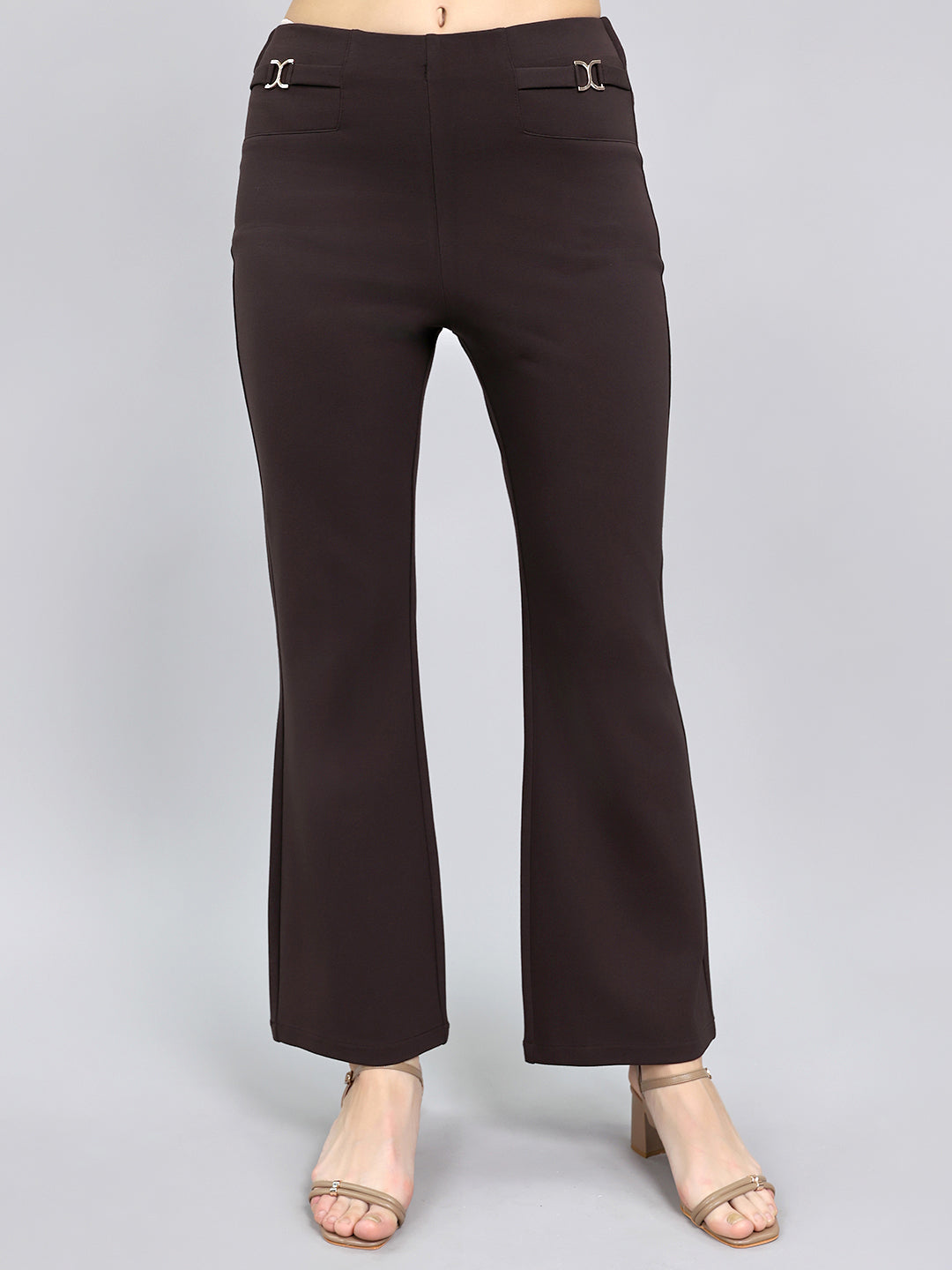 Women Brown Solid Regular Fit Jegging