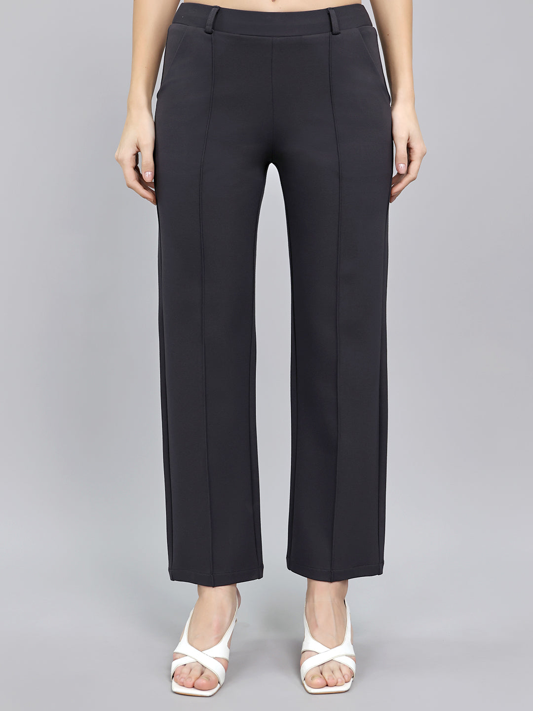 Women Charcoal Solid Regular Fit Jegging