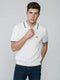 Men White Self Design Collar Half Sleeve T-Shirt