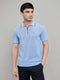 Men Light Blue Self Design Collar Half Sleeve T-Shirt