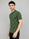 Men Green Printed Collar Half Sleeve T-Shirt