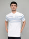 Men White Stripe Collar Half Sleeve T-Shirt